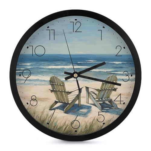 Grande horloge murale numérique à piles au design de plage - 2
