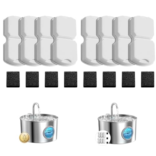 GIOTOHUN Cat Fountain Filters Replacement: 16 Pet Water Fountains Filter - 8 Carbon Filters & 8 Foam Filters - Suitable for GIOTOHUN Stainless Steel Cat Fountain S11 - image 8