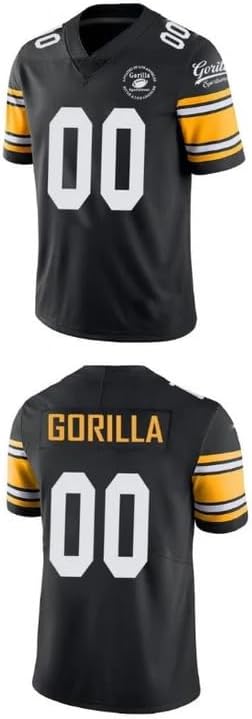 GorillaWear Unisex Football Jersey – Black & Yellow Game Day Fan Gear & Sports Performance Shirt
