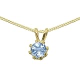 18ct Gold Real Natural Aquamarine Womens Pendant & Chain Necklace - Chain length 18