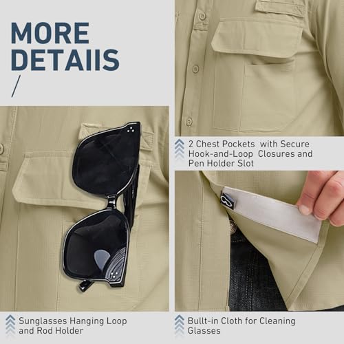 mixtiq Men’s Safari Hiking Shirts Long Sleeve UPF 50 Quick Dry Lightweight Cooling Sun Protection Fishing Camping Shirts4