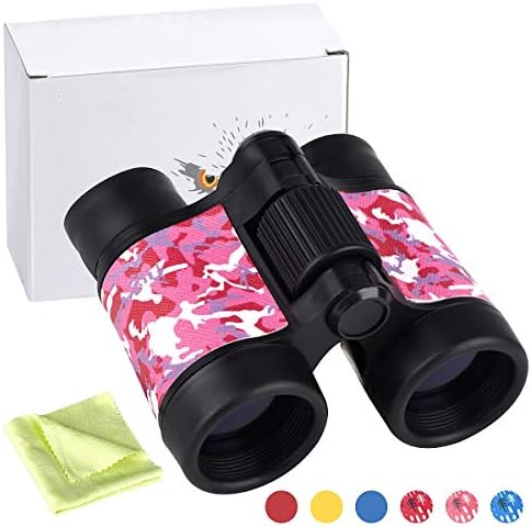 Binoculars for Kids, Adventure Kids Binoculars Shock Proof Toy Binoculars Set for Bird Watching Hunting Outdoor Fun, Best Birthday for 3-10 Years Old Boys Girls (Multi Red)
