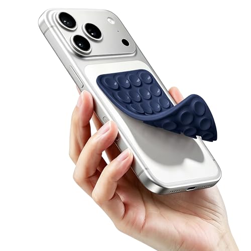DreamsLink.LC Silicone Double-Sided Suction Cup Phone Case Detachable Mount Fidget Sticky Phone Grip Hands-Free for Selfies & Videos Trending TikTok Items Gift for Content Creator(NavyBlue Small)