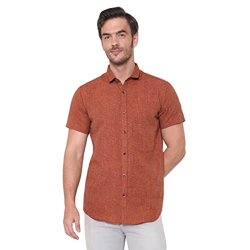 Image of LATEST CHIKAN Men's Cotton Blend Textured Half Sleeves Shirt