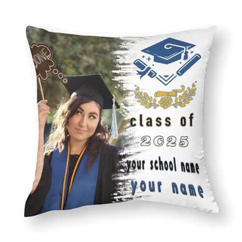 Graduation Gifts Senior 2025, Custom Pillow Case Gifts for Girls Boys, Personalized Two-Sides Cushion Covers for Chair
