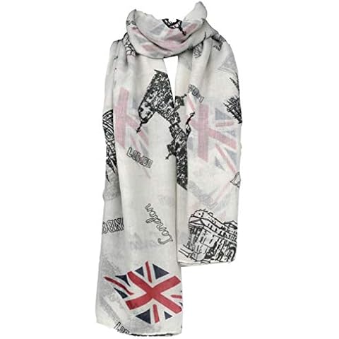 SC009 - Union Jack Scarf - London Souvenir Gift - Soft, Oversized - Fashion Accessories (CREAM) Cover