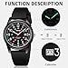 Kakabi Men's Easy to Read Watch, Unisex Military Sport Analog Quartz Casual Wristwatch with Comfortable Silicone Strap, 24 Hour Time, 30M Water Resistance