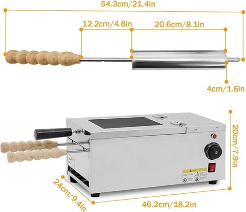 HTTGDGDH 1600W Commercial Chimney Cake Maker, with 2 Roller, Temperature Range 50°C-300°C, for Restaurant Home Kitchen Snack Bar - Image 2