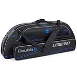 LEGEND Double 2 Soft Compound Bow Case for Travel - Double Archery Case with Thick Foam Padding, Storage for Archery Accessories - Heavy-Duty Nylon Bow Bag with MTM Arrow Carry Case Pocket -Black/Blue