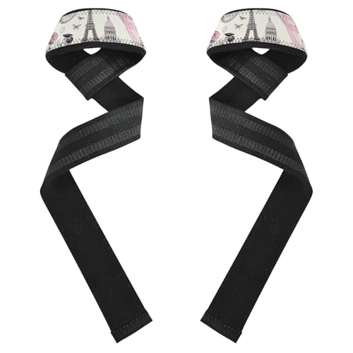 Nander The Beautiful Tower Of Paris Wrist Straps for Weightlifting,Lifting Straps with Neoprene Cushioned Wrist Padded and Anti-Skid Silicone for Strength Training,Bodybuilding,Deadlifting