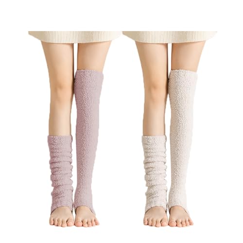 HEILA 2Pairs Socks Knit Fleece Leg Warmers Boot Toppers Home Accessories