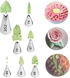 7 Pieces Leaf Russian Piping Tips Stainless Steel Icing Piping Nozzles Set DIY Cake Cupcake Decorating Supplies Kits Frosting Icing Tips Baking Tools