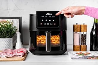 Nutricook 5L Air Fryer Slim (2025) with 100% Toxin-Free Ceramic Coating—No PTFE, PFAS, PFOA or Microplastics, Clear Window, Light & Large Basket | 1500W, 4 Presets, 2-Year Warranty