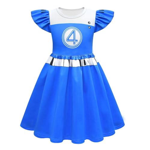 Girls Cartoon Dress Summer Casual Dresses Kids Ruffle Sleeve Playwear Outfit