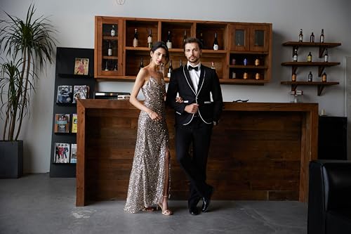 MAGE MALE Mens 2 Pieces Tuxedo Shawl Lapel Slim Fit One Button Color Clashing Design Suit Wedding Blazer Jacket and Pants Set 5