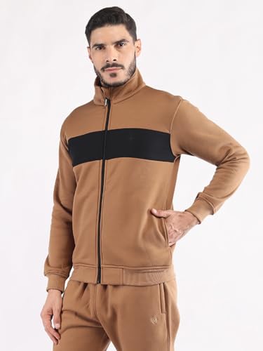 Image of CHKOKKO Fleece Men Winter Sports Running Zipper Collared Neck Stylish Jacket