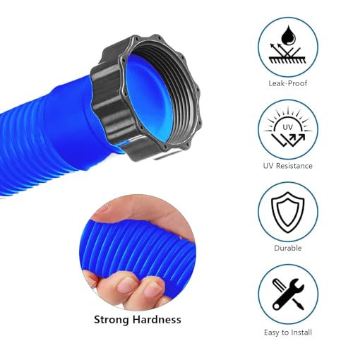 1.5" Replacement Pool Pump Hose for Above Ground Pools Accessories - 29060E Pool Hoses for Intex 1,500 GPH Pump, Sand Filters & Saltwater System (Blue -2 Pack) by Sougrifow - Used condition - Image 2