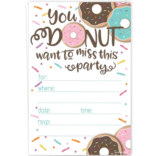 Donut Kids Birthday Party Invitations With Envelopes - Party Invitations For Girls