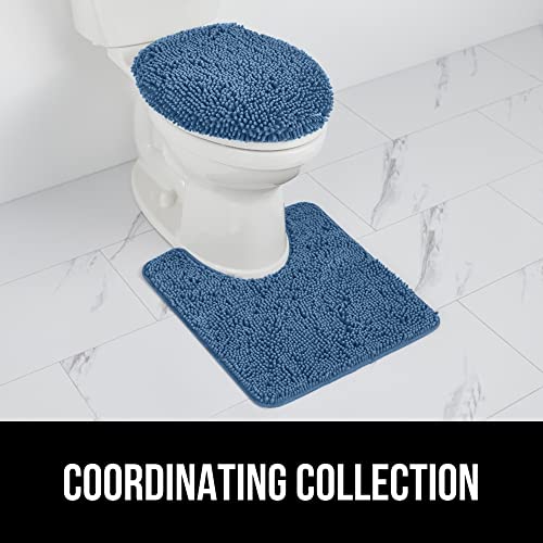 Image of Gorilla Grip Original Shag Chenille Bathroom Toilet Lid Cover, 19.5 x 18.5 Inches Large Size, Machine Washable, Ultra Soft Plush Fabric Covers, Fits Most Size Toilet Lids for Bathroom, Blue