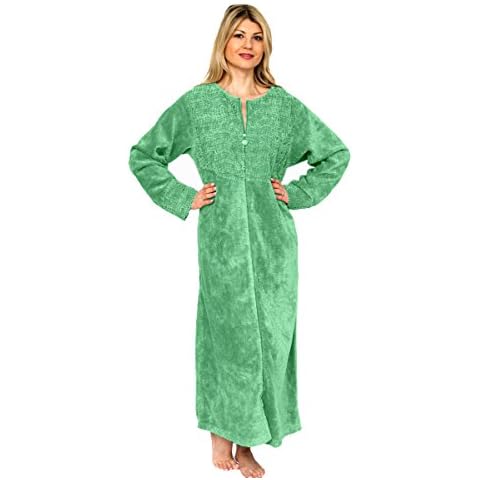 Bath & Robes Women's Cotton Chenille Robe Full Length (2X, Olive Green) Cover