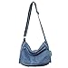 XACKWUERO Women Fashion Denim Casual Crossbody Bag Large Capacity Tote Bag Wide Strap Shoulder Bag for Shopping Working (Light Blue)