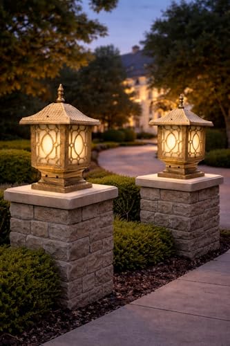 Image of Weldecor Antique Gate Lights for Outdoor Waterproof | Aluminum Casting Gate Light Lamp | LED Compatible Gate Light Set of 2PC