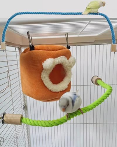 Image of WenTigDY Bird Hemp Rope Perch Swing Bird Cage Stand Pole Rope Accessories, blue
