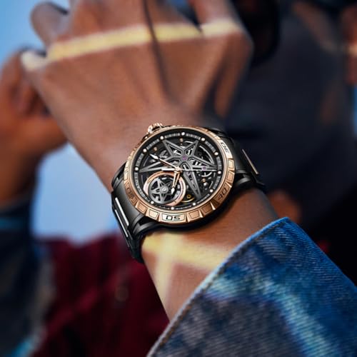 Image of OLEVS Men Watch Blue Gold Analog Quartz Stainless Steel Waterproof Luminous Date Luxury Casual Watch