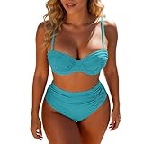 Generisch Costume da bagno da donna con bikini, Verde menta, L