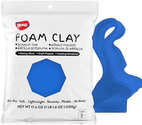 BOHS Niebieska piankolina  giętka, miękka glinka, która wysycha na powietrzu  do projektu szkolnego, Cosplay, sztucznych wypieków, wyrobu slime  500 gram