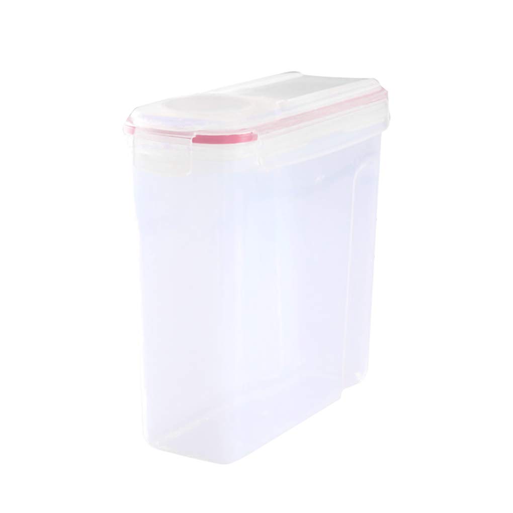 WOVEBIUS Plastic Cereal Storage Container 4L Buckle Airtight Dry Food Dispenser Snacks Fresh Keeping Box,Pink