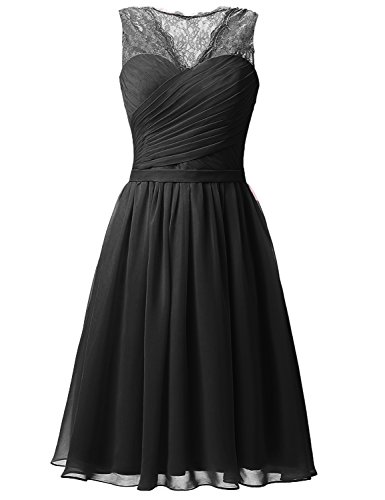 Aurora dresses Damen Abendkleider Elegant Kurz Partykleider Chiffon Ballkleid Brautjungfern Kleider(Schwarz,48) Cover