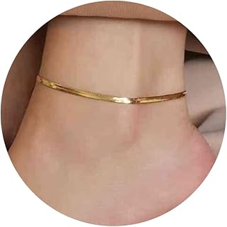 CHESKY 14K Gold Plated Layered Dainty Bead Turquoise Figaro Link Chain Bracelet
