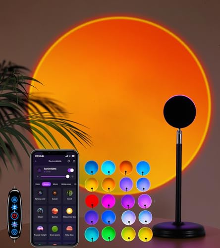Image of Sunset Lamp Projector,360 Rotatable & App Control Multicolor Multi-Scene Changing Rainbow Led Sun Lamp-Christmas Gift,Aesthetic Room Decor for Selfies,TikTok /Instagram Backdrop,Bedroom Night Light