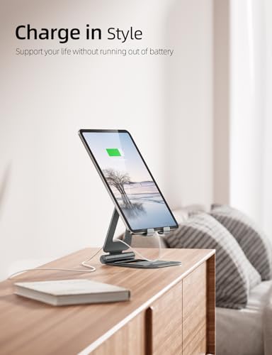 image for Nulaxy Aluminum Dual Foldable iPad Stand, Fully Adjustable Desktop Tab