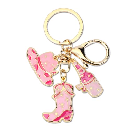 FRULX Western Cowboy Keychain, Western Cowboy Hat Boot Pendant Keychain, Vintage Retro Style Keyring for Women, Great Gifts for Birthday, Sister, Mum, Girlfriend, Boyfriend, Friends, Travel, And More