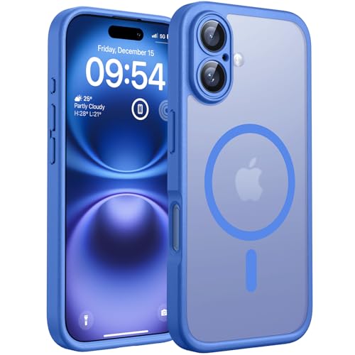 TOCOL Funda para iPhone 16 (6,1"), Compatible con MagSafe, Azul Ultramar