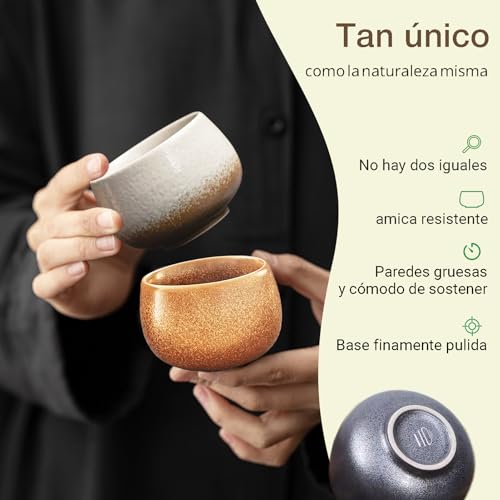 Miniatura 2 de Ondacore Set De Tazas De Espresso 4x80ml, Hechas De Gres Artesanal Sin Asa, Cerámica Apta Para Lavavajillas, Ideal Para Espresso, Moka O Té, Regalo Para Amantes Del Café