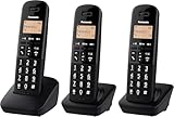 Panasonic KX-TGB613EB DECT Cordless Landline Telephone with Nuisance Call Blocker and Shock Resistant Handsets (Triple Handset Pack) – Black