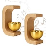 2 Stück Türgong Aus Holz,Türglocke mit Magnet,Wooden Doorbell,Ohne Bohren Messingglocke Willkommenstürklingel für Gärten,Büro,Laden,Café