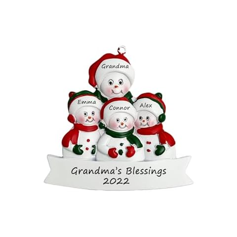 CHEERZEER CUSTOMIZE Grandmother and 3 Grandchildren Christmas Ornament Personalized - Grandfather and 3 Grandkids Ornament - Grandma and 3 Blessings Ornament Cover