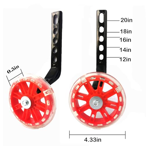 Image of Mehome Bicycle Training Wheels Bike Heavy Duty Rear with Stabilizers for Kids Bikes of 12 14 16 18 20 Inch (red)