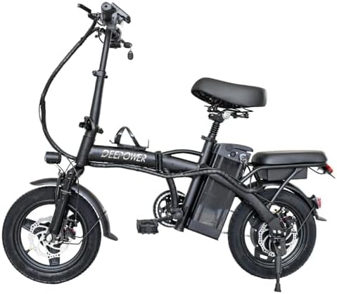DEEPOWER K100 Foldable Electric Bike, 400W Motor, 20MPH Electric Bicycle, 480/840/1440Wh Battery, Adjustable Handlebar, 14" Folding Commuter City EBike for Adults Teens, UL 2849 Certification