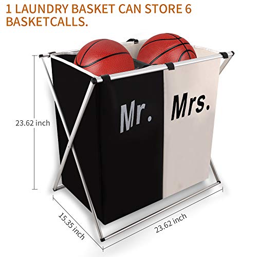 Nicesail 3/2 Sections Laundry Basket Printed Dark Light Color, Foldable Laundry Hamper/Sorter With Waterproof Oxford Bags And Aluminum Frame (M 2 Sections) #TOP4