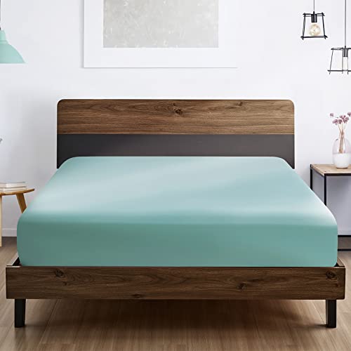 FreshCulture Queen Fitted Sheet Only 2 Pack - Hotel Quality Fitted Sheet Queen Size - Ultra Soft & Breathable - Brushed Microfiber - Deep Pocket - Cooling Fitted Sheets for Queen Size Bed (Spa Blue)