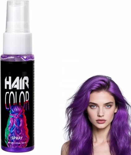 Spray de Coloración Temporal para Niños y Adultos,Tinte Temporal para el Pelo,Spray Temporales De Color Para El Cabello,Sprays de Coloración Lavable para Carnaval,Fiesta,Halloween,Navidad,30ml,Púrpura