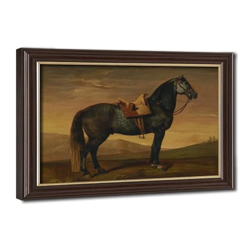 Impression sur toile cheval gris Benigne Gagneraux cadre suspendu 20x30 cm