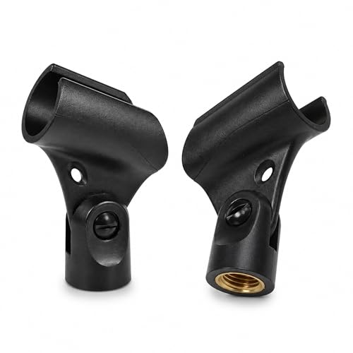 Image of CLAPONE Microphone Mic Holder, Adjustable Angle Clip for Stand Rubber Flexible Microphone Clip Black Wireless Clamp for Mics Stand Handheld (Black, New Mic Holder (2PCS))