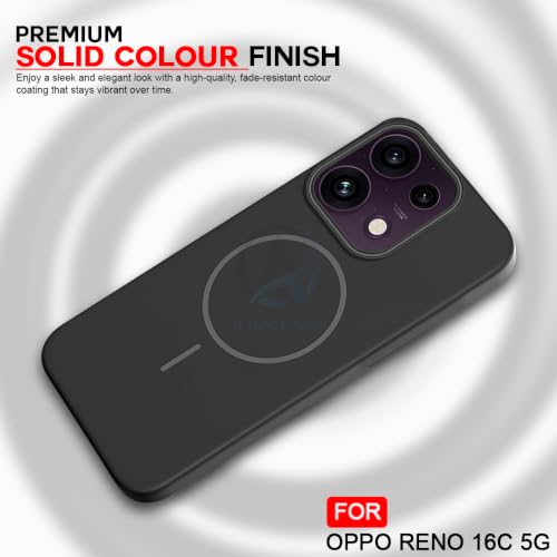 Image of AESTMO Shockproof Back Case Cover for Oppo Reno 16C 5G | Slim Hard Shell | Hard Back Cover for Oppo Reno 16C 5G (Compatible with MagSafe Accessories, Black)