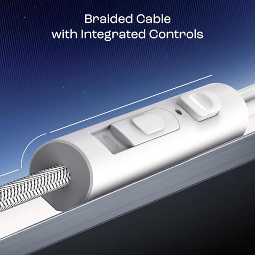 Image of Lynaz Original Wired Earphones with Powerful 10mm Drivers, Metallic Design Boat Basshead 162 V2 and 3.5mm Jack - Bold White (AS-9098)